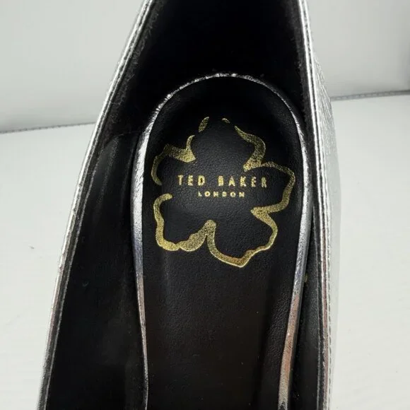 Ted Baker London Metallic Silver Studded Bow Heels - Picture 11 of 16